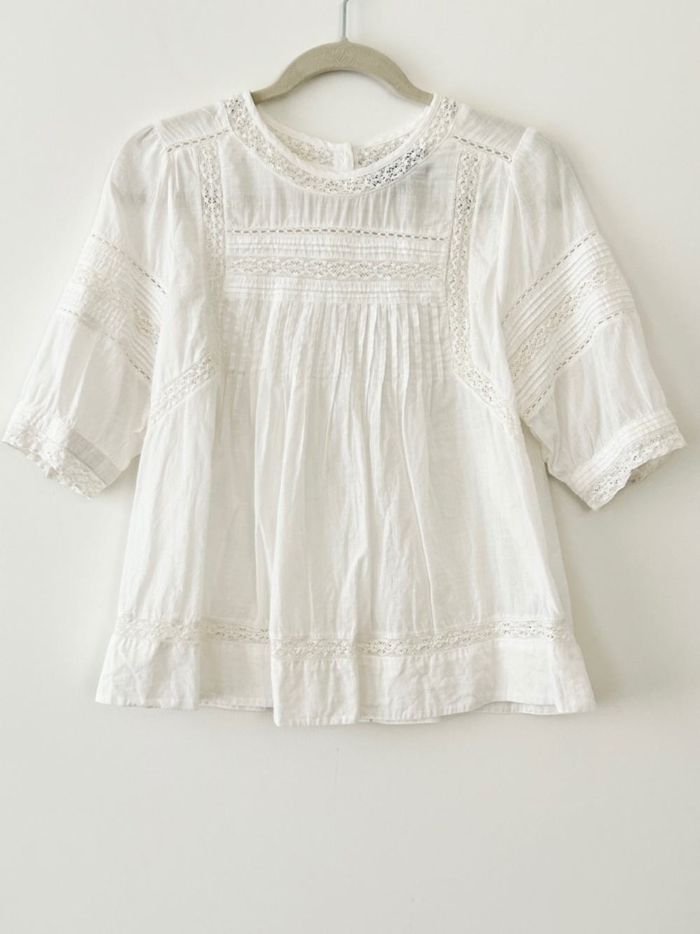 Wyse London 100% Cotton White Lace Trim Top